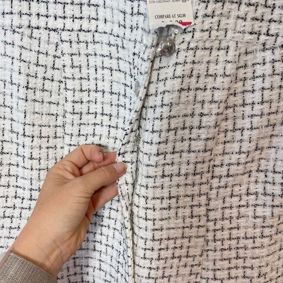 Rachel Zoe Tweed Button Up Mini Dress Womens Size 8 White Short Sleeve NEW - Picture 6 of 15